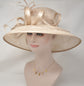 Church Kentucky Derby Hat Carriage Tea Party Wedding Wide Brim  Royal Ascot Horse Race Oaks day hatChampagne