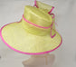 Lime Green Hot Pink Feather Flower Wide Brim Kentucky Derby Hat,Ascot Hat for Wedding Tea Party, Garden Party Hat,Mother of the Bride,Church