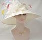 Wide Brim Sinamay Derby Hat: Ivory, Dusty Pink Flower, Royal Ascot