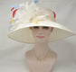 Wide Brim Sinamay Derby Hat: Ivory, Dusty Pink Flower, Royal Ascot