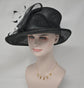 Wide Brim Kentucky Derby Floppy Sinamay Hat With Flowers  Millinery Church  Hat Black