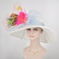 Wide Brim Sinamay Kentucky Derby Hat: Feather Flower Tea Party Wedding