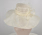 Feather Flower Sinamay Derby Hat, Ivory Wedding Church Hat