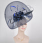Navy Blue Feather Fascinator Hat: Royal Ascot, Kentucky Derby