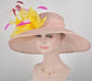 Dusty Pink Derby Hat: Yellow Feather Flower Tea Party Hat