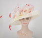 Ivory Sinamay Derby Hat: Wide Brim Wedding, Tea Party, Ascot