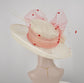 Ivory Sinamay Derby Hat: Wide Brim Wedding, Tea Party, Ascot