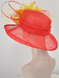 Red Kentucky Derby Hat: Feather Flower & Ostrich Quill Tea Party Hat