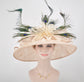 Champagne Sinamay Kentucky Derby Hat: Peacock Feather Tea Party Wedding Hat