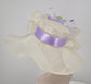 Ivory Sinamay Kentucky Derby Hat: Lavender Feather Flower Wide Brim