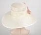Sinamay Kentucky Derby Hat: Ivory Wide Brim with Dusty Pink Silk Flower