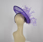 Lavender Sinamay Disc Fascinator Hat with  Jumbo Goose Feather Flowers  15 colors available