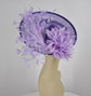 Lavender Sinamay Disc Fascinator Hat with  Jumbo Goose Feather Flowers  15 colors available