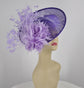 Lavender Sinamay Disc Fascinator Hat with  Jumbo Goose Feather Flowers  15 colors available