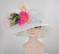 Wide Brim Sinamay Kentucky Derby Hat: Feather Flower Tea Party Wedding