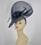 Navy Blue Feather Fascinator Hat: Royal Ascot Kentucky Derby Wedding