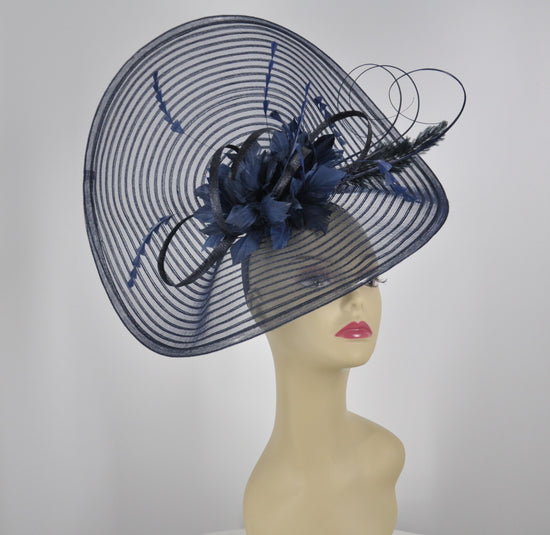 Navy Blue Feather Fascinator Hat: Royal Ascot Kentucky Derby Wedding
