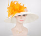 Kentucky Derby Hat: White Sinamay Feather Flower - Tea Party Wedding