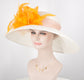 Kentucky Derby Hat: White Sinamay Feather Flower - Tea Party Wedding