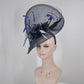 Navy Blue Feather Fascinator Hat: Royal Ascot, Kentucky Derby