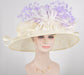 Kentucky Derby Hat: Ivory Feather Flower Sinamay Church Hat