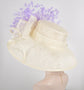 Derby Hat: Ivory Feather Flower Sinamay Church Hat