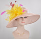 Dusty Pink Kentucky Derby Hat: Yellow Feather Flower Tea Party Hat