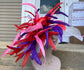 White w Red Purple Feathers Kentucky Derby Hat, Tea Party Hat