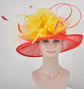 Red Kentucky Derby Hat: Feather Flower & Ostrich Quill Tea Party Hat