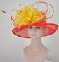 Red Kentucky Derby Hat: Feather Flower & Ostrich Quill Tea Party Hat