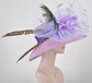Church Kentucky Derby Hat Wide Brim Sinamay Hat Carriage Tea Party Wedding  Lilac Purple Lavender w Peacock and Pheasant Feathers