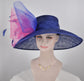 Royal Blue Sinamay Kentucky Derby Hat: Hot Pink Feather Flowers