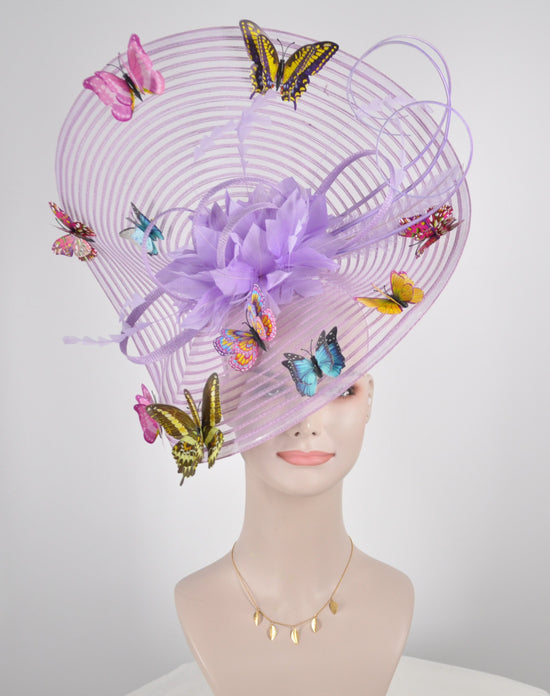 Lavender Butterfly Fascinator Hat, Feather Quills: Kentucky Derby, Tea Party