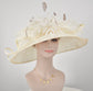 Ivory Kentucky Derby Hat: Jumbo Feather Flower Sinamay Church Hat