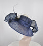 Navy Kentucky Derby Hat: Ivory Feather & Silk Abaca Bows
