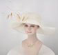 Ivory Kentucky Derby Hat: Feather Flower Sinamay Church Hat