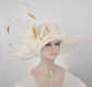 Ivory Kentucky Derby Hat: Feather Flower Sinamay Church Hat