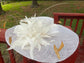 Ivory Kentucky Derby Hat: Feather Flower Sinamay Church Hat