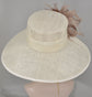 Sinamay Kentucky Derby Hat: Ivory Wide Brim Feather Flower