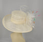Ivory Kentucky Derby Hat: Feather Flower Ostrich Quill Tea Party Hat
