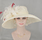 Wide Brim Kentucky Derby Hat, Ascot Hat for Wedding & Tea Party, Garden Party Hat, Mother of the Bride, Church Ivory/Off White Burgundy