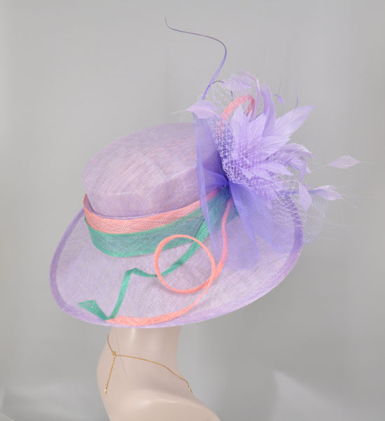 Lavender Kentucky Derby Hat: Feather Flower Royal Ascot Hat