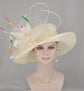 Ivory Kentucky Derby Hat: Feather Flower Ostrich Quill Tea Party Hat