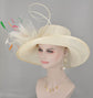 Ivory Kentucky Derby Hat: Feather Flower Ostrich Quill Tea Party Hat