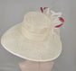 Wide Brim Kentucky Derby Hat, Ascot Hat for Wedding & Tea Party, Garden Party Hat, Mother of the Bride, Church Ivory/Off White Burgundy