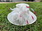 Sinamay Kentucky Derby Hat: Wide Brim Feather Flower Tea Party Hat