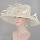White Sinamay Kentucky Derby Hat: Feather Flower Tea Party Wedding