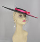 Black Sinamay Fascinator Hat: Large Brim with Hot Pink Ribbon (18.5 Diameter)