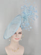 Powder Blue Kentucky Derby Hat: Sinamay Fascinator with Goose Feather Flowers