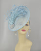 Powder Blue Sinamay Fascinator: Feather Flower Derby Hat